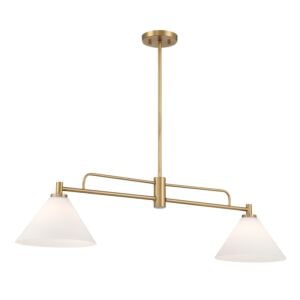 2-Light  Chandelier in Natural Brass