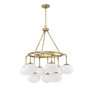 9-Light Chandelier in Natural Brass