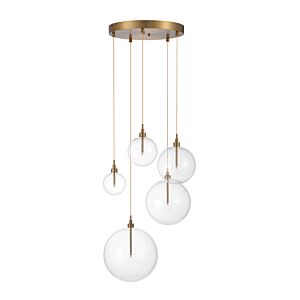 5-Light Pendant in Natural Brass