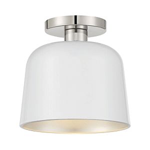 1-Light Ceiling Light in White with Polished Nickel