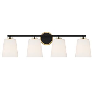 4-Light Bathroom Vanity Light in Matte Black and Natural Brass