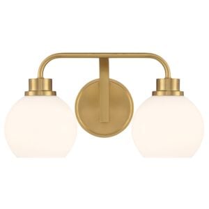 2-Light  Bathroom Vanity Light in Natural Brass