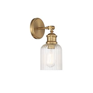 Meridian 1 Light Wall Sconce in Natural Brass