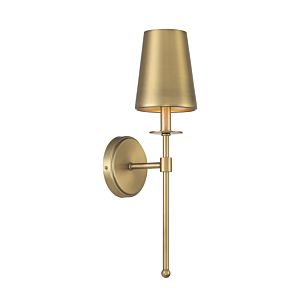 Meridian 1 Light Wall Sconce in Natural Brass