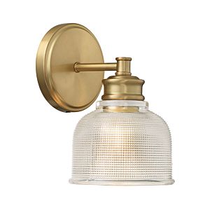 Meridian 1 Light Wall Sconce in Natural Brass