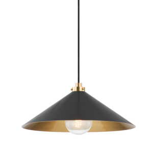 Clivedon 1-Light Pendant in Aged Brass