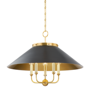 Clivedon 5-Light Chandelier in Aged Brass