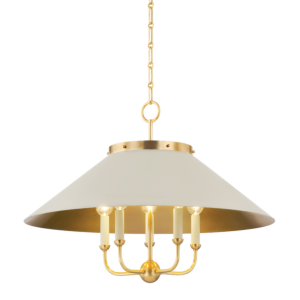 Clivedon 5-Light Chandelier in Aged Brass