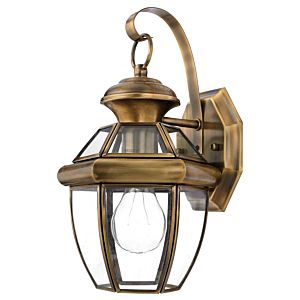Newbury 1-Light Outdoor Wall Lantern in Antique Brass