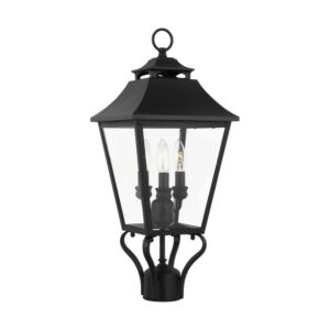 Galena 3-Light Outdoor Post Lantern in Textured Black