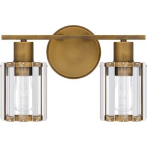 Isla 2-Light Bathroom Vanity Light in Weathered Brass