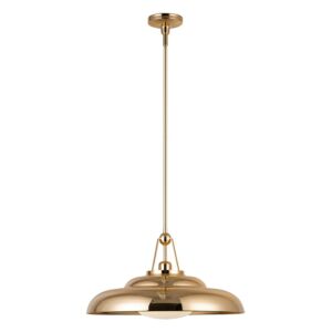 Palmetto 1-Light Pendant in Polished Brass with Glossy Opal Glass