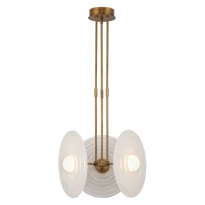 Harbour LED Pendant in Vintage Brass with Glossy Opal Glass