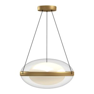 Virgo LED Pendant in Brushed Gold with Opal Glass