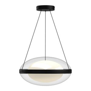 Virgo LED Pendant in Black with Opal Glass