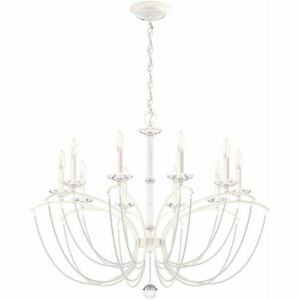 Priscilla 10-Light Chandelier  - Clear Optic Crystal in White