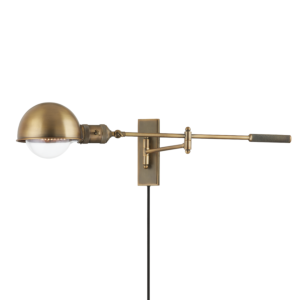 Cannon 1-Light Portable Wall Sconce in Patina Brass