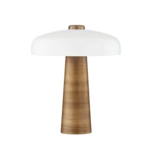 Lush 1-Light Table Lamp in Patina Brass