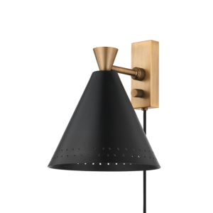 Arvin 1-Light Portable Wall Sconce in Patina Brass