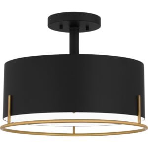 Quoizel Semi-Flush Mount 3-Light Semi-Flush Mount in Matte Black