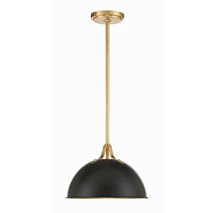 Soto 1-Light Pendant in Matte Black with Antique Gold