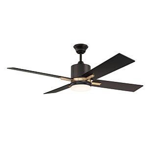 Craftmade Teana 1-Light Ceiling Fan with Blades Included in Flat Black with Satin Brass