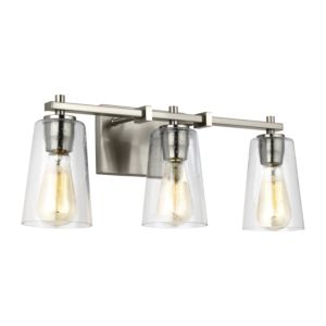 Visual Comfort Studio Mercer 3-Light Bathroom Vanity Light in Satin Nickel by Sean Lavin