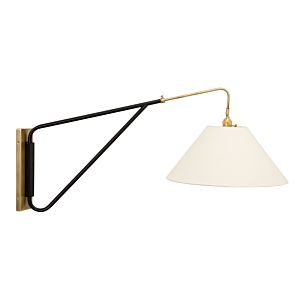  Wall Lamp in Antique Brass with Black Accents