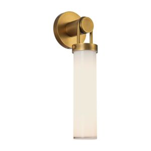 Wynwood 1-Light Wall Sconce in Vintage Brass with Glossy Opal Glass