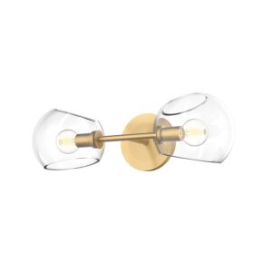 Willow 2-Light Bathroom Vanity Light in Brushed Gold