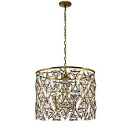 Triangulo 6-Light 28" Pendant in True Brass