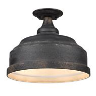 Keating 3-Light Semi-Flush Mount Ceiling Light in Antique Black Iron