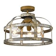 Bavaria 3-Light Semi-Flush Mount in Colonial Steel