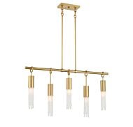 Chelsea 5-Light Linear Chandelier in Warm Brass