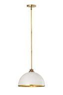 Z-Lite Landry 1-Light Pendant Light In Matte White With Rubbed Brass