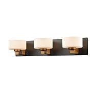 DVI Princeton 3-Light Bathroom Vanity Light in Brass and Graphite