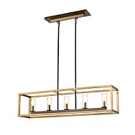 DVI Sambre 5-Light Linear Pendant in Multiple Finishes and Brass and Graphite