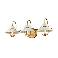 DVI Peggy'S Cove 3-Light Bathroom Vanity Light in Matte White and Venetian Brass