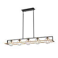 DVI Tropea 5-Light Linear Pendant in Brass and Graphite