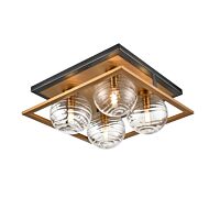 DVI Tropea 4-Light Flush Mount in Brass and Graphite