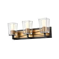 DVI Riverdale 3-Light Bathroom Vanity Light in Brass and Graphite