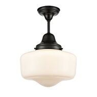 DVI Schoolhouse 1-Light Semi-Flush Mount in Ebony