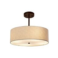 Textile 3-Light Drum Pendant in Bronze / Dark