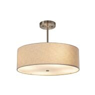 Textile 3-Light Drum Pendant in Pewter, Nickel, Silver