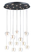 Newton 12-Light LED Pendant in Black with Gold