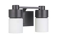 District 2-Light Bathroom Vanity Light in Flat Black