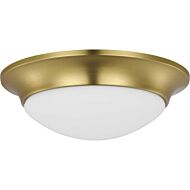 Etched Opal Dome 1-Light Flush Mount in Satin Brass