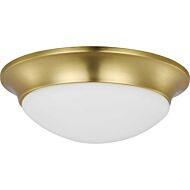 Etched Opal Dome 2-Light Flush Mount in Satin Brass