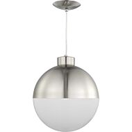 Globe LED 1-Light LED Pendant in Brushed Nickel