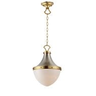 Conrad 1-Light Pendant in Satin Nickel with Satin Brass